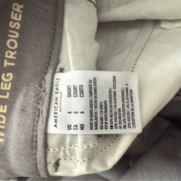 American Eagle Grey Wide Leg Trouser 6 Short NWT - Picture 5 of 5